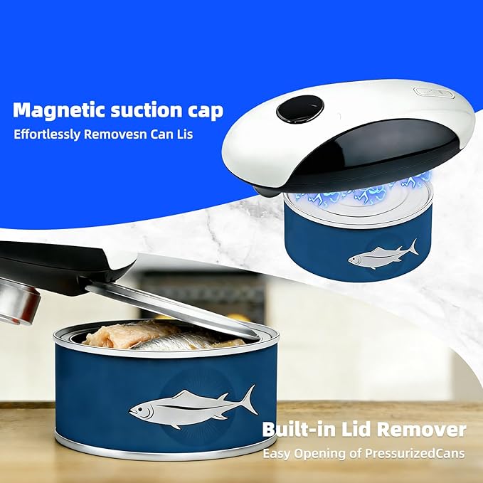Rechargeable Magnetic Electric Can Opener - Type-C Fast Charge, Smooth Edge, for Seniors, Arthritis Sufferers & Low Grip Strength Users
