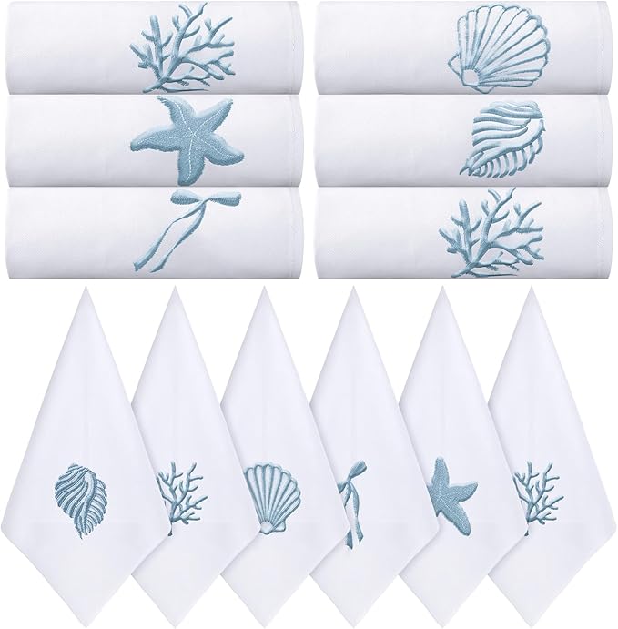 HunnmingRe 12 Pcs Last Toast on The Coast Bachelorette Coastal Party Cloth Napkins Decorations 17x17 Inch 100% Cotton Soft Embroidered Table Dinner Napkin for Bridal Shower Bachelorette Supplies