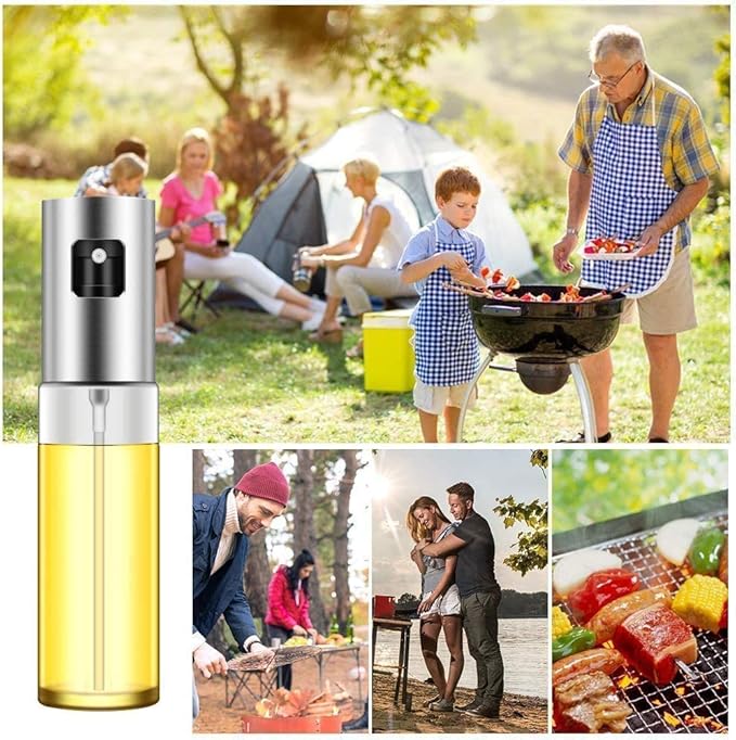 3Pcs Oil Sprayer Bottle Set, for Cooking Olive Oil Sprayer Refillable Dispenser Glass Bottle with Measurements BBQ/Making Salad/Baking/Roasting/Grilling/Frying Kitchen 100ml