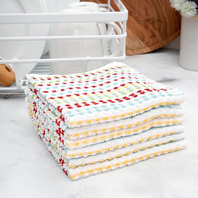 Ritz Pebble Bar Mop Towels: Highly Absorbent and Super Soft, 100% Cotton, Durable Super Absorbent Kitchen Bar Towels for Wiping Tables and Counters, 12x12, 6-Pack, Multi