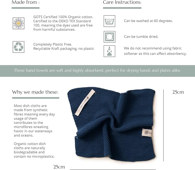 Wild & Stone | Organic Cotton Dish Cloth | Eco-Friendly Kitchen Cloth | Biodegradable & Compostable Cleaning Cloth | Berry