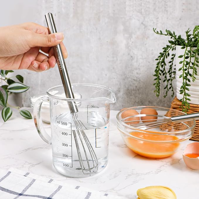 Webake Mini Whisks 10.25" Stainless Steel Small Espresso Whisks, Tiny Coffee Distribution, Square Bar Whisk for Professional or Home, Set of 2