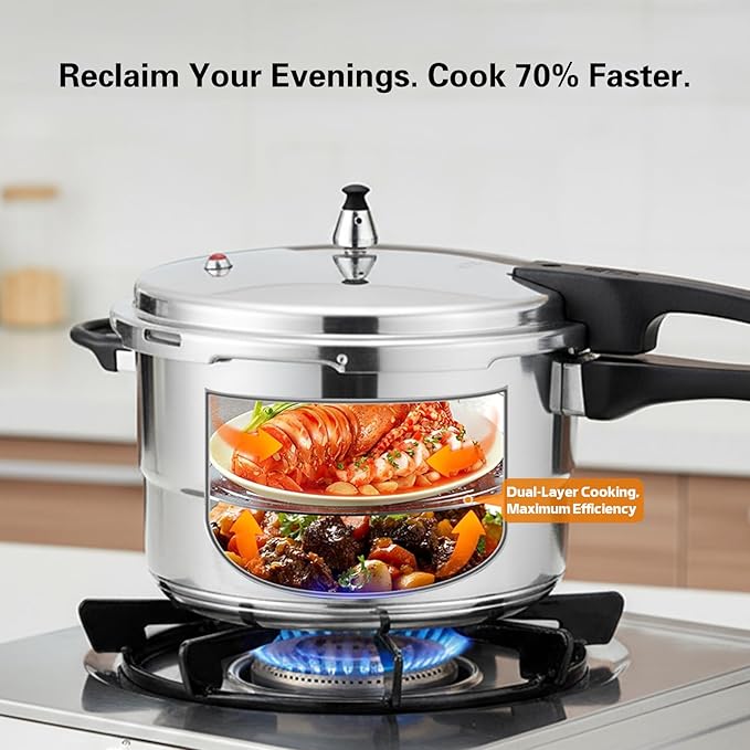 Small Pressure Cooker, Mini Aluminum Alloy Pressure Cooker with Magnetic bottom, Safety and Durable Compact Pressure Canner compatible for induction cookers and gas stoves (4L)
