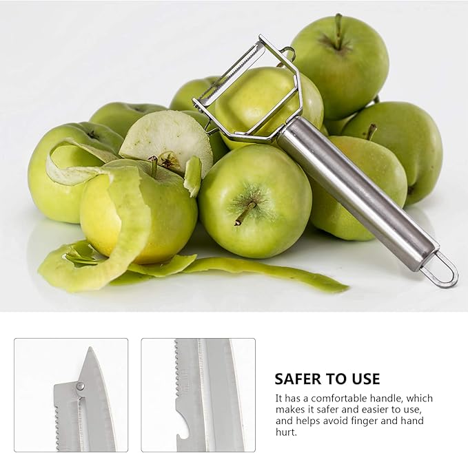 BESTonZON Stainless Steel Multifunction Peeler 8.46In with Fish Scale Scraper Bottle Opener and Comfortable Handle Kitchen Gadget for Fruit Vegetable Prep