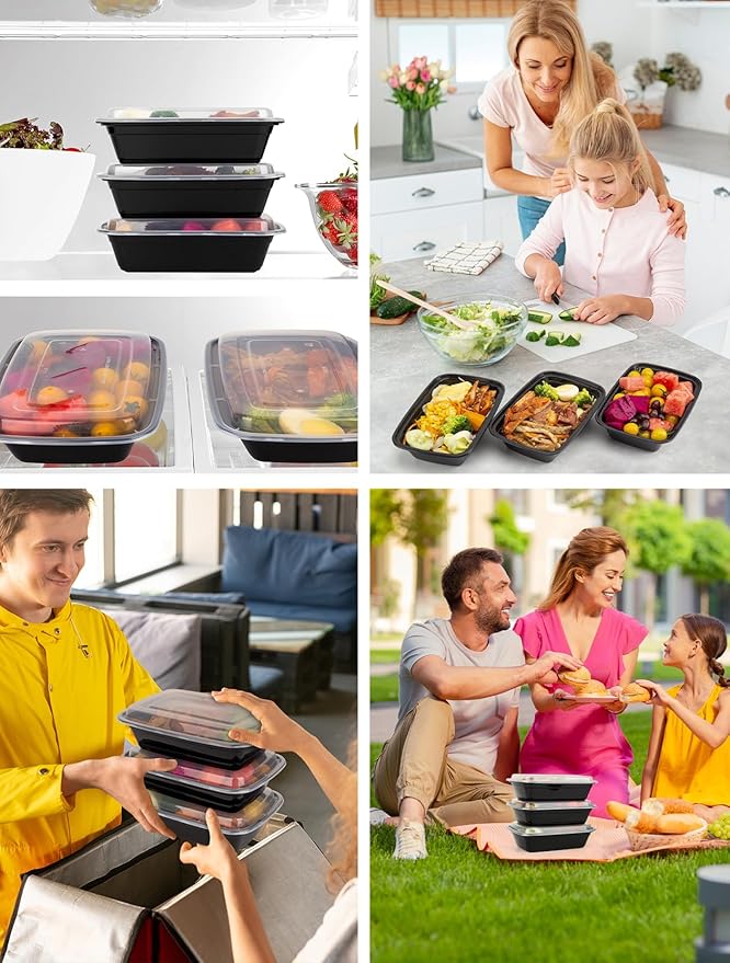 UMT Plastar Meal Prep Containers with Lids 36 oz, 50 Pack BPA-Free Food Prep Containers, Leakproof Reusable Plastic Food Storage Containers, Microwave Freezer Dishwasher Safe, To-Go Takeout Containers