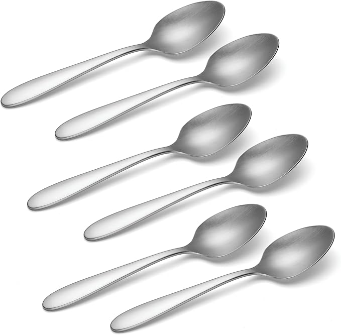 Oneida Silverware Set, Vale Everyday Flatware Dinner Spoons Set Of 6, Service For 6, Soup Spoon, 18/0 Stainless Steel, 7.1 x 1.5-Inch, Dinner Spoon Sets, Dining Spoons (6-Piece, Silver)