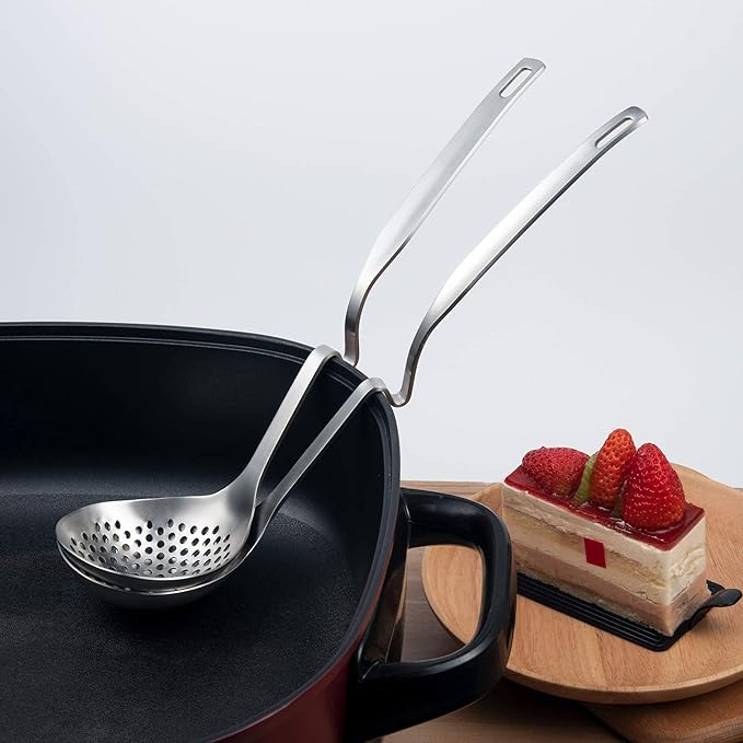 IMEEA Hot Pot Ladle Set Slotted Spoons for Cooking SUS304 Stainless Steel Soup Ladles for Serving, 12-Inch