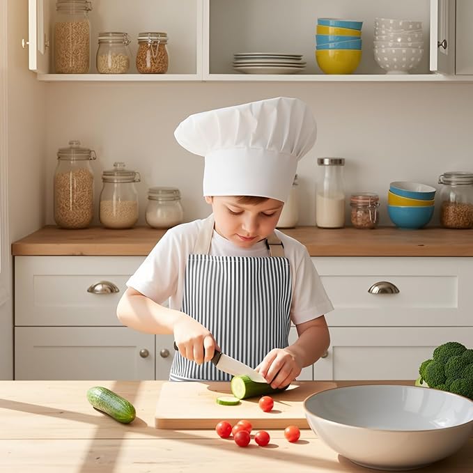2 Pack Stripes Kids Apron, Kids Cooking Aprons with 2 Pockets, Cute Aprons for Cooking for Boys and Girls