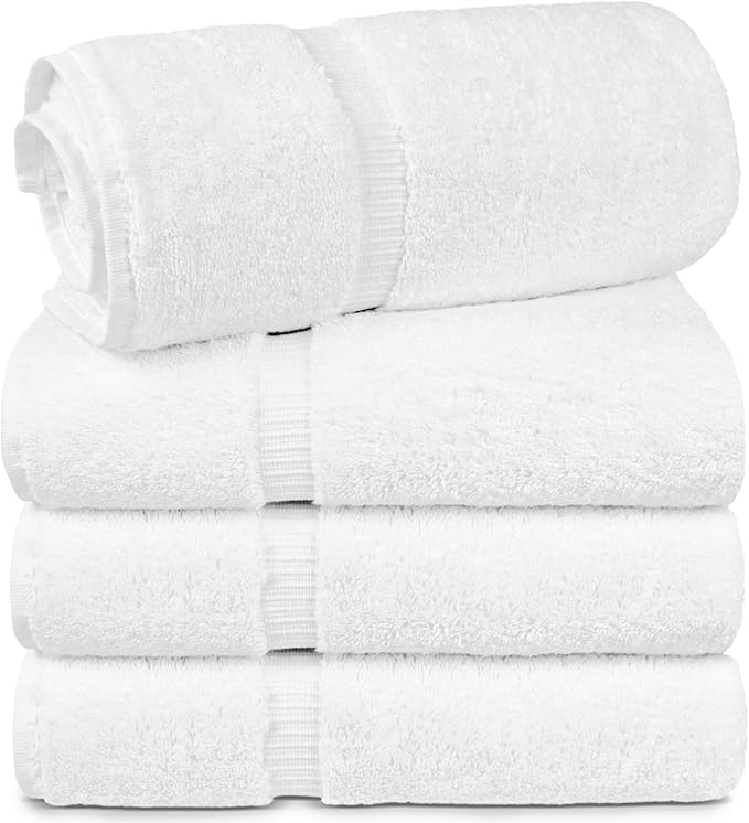 Chakir Turkish Linens | Hotel & Spa Quality 100% Cotton Luxury Turkish Towels | Soft & Absorbent (30x60 Inches Extra Large Bath Towels, Set of 4 - White)