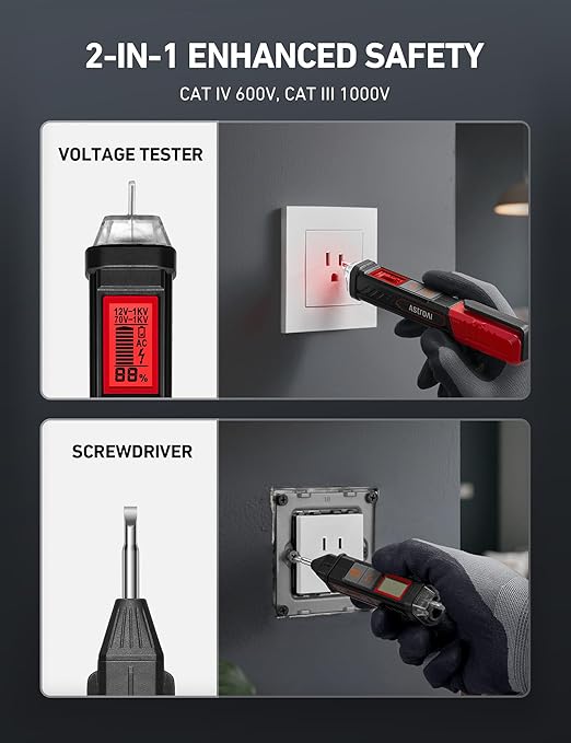 AstroAI Electrical Test Kit ETK1, Digital Multimeter, Non-Contact Voltage Tester & Screwdriver, Electrical Tape, an Ideal Set for Electricians, DIYers, Handymen