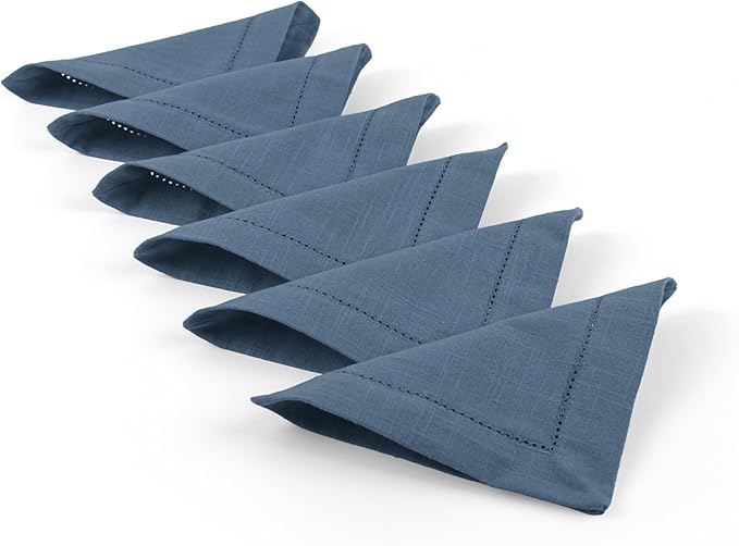 FINGERCRAFT Cocktail Napkins 6 x 6 Inch Premium Quality Cotton, Generous Hemstitch and Mitered Corner Set of 12 Coaster Cloth Stellar