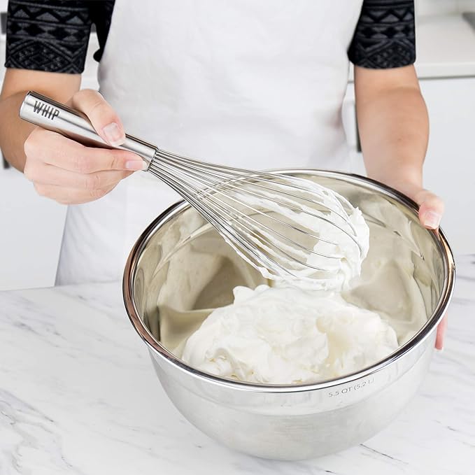 Tovolo Balloon Whisk Stainless Steel 11 in Whip Whisk for Cooking Blending Mixing Stirring Whipping Beating, Dishwasher Safe Metal Handheld Large Heavy Duty Multi Function Whip Whisking Mixing Tool