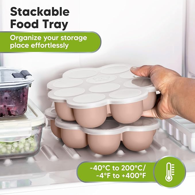 KeaBabies Silicone Food Freezer Trays with Lid, 2oz x 10 Pods Baby Food Storage Containers, Easy Puree Meal Prep, Breast Milk Silicone Freezer Molds, Dishwasher, Microwave Safe, BPA-Free Tray (Dusk)