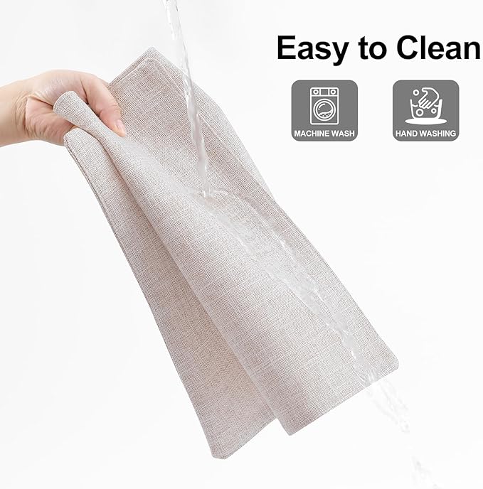 Homaxy Cloths Placemats for Dining Table Set of 8, Heat Resistant Washable Cotton Linen Blend Table Mats, Easy to Clean Place Mats for Indoor Outdoor Party Kitchen Decoration, 13" x 19", Beige