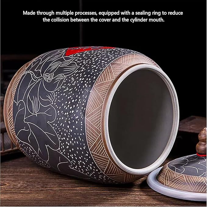 Grain & Rice Dispenser, Home Grain Storage Ceramic Container, Large Capacity Food Storage Jar, Ceramic Rice Storage Jar, Rice Storage Containe, Suitable for Flour, Sugar, Cereal, Coffee, Rice.