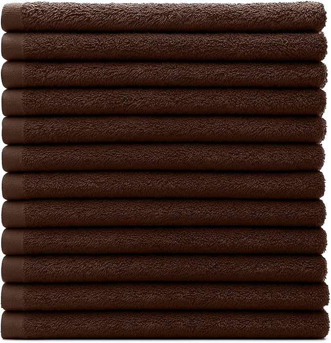 DAN RIVER Kitchen Bar Mops,Pack of 12,16 by 19 Inches,100% Cotton Super Absorbent,Multi-Purpose Cleaning Towels for Home and Kitchen Bars-Brown