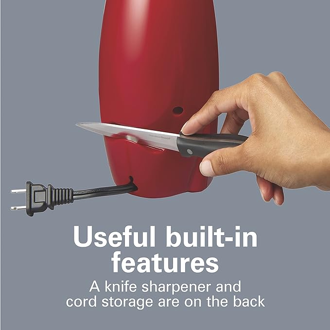 Hamilton Beach Electric Automatic Can Opener with Auto Shutoff,Knife Sharpener,Cord Storage,and SureCut Patented Technology,Extra-Tall,Red,(Pack of 2)