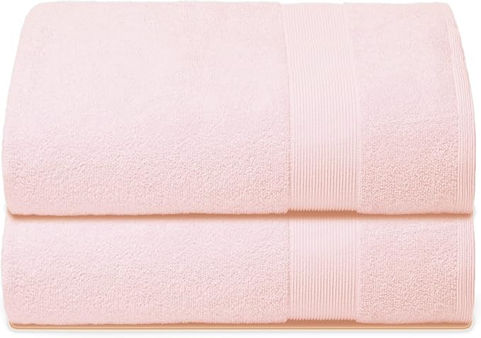 Belizzi Home Premium Cotton Oversized 2 Pack Bath Sheet 35x70-100% Pure Cotton - Ideal for Everyday use - Ultra Soft & Highly Absorbent - Machine Washable - Pink