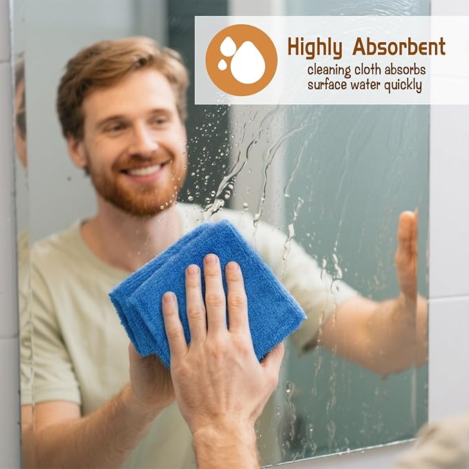 8 Pcs Highly Absorbent Microfiber Cleaning Cloth, 15.75"x15.75" Large Washable Reusable Microfiber Towel for House Floor Kitchen Car Window, Lint and Streak Free