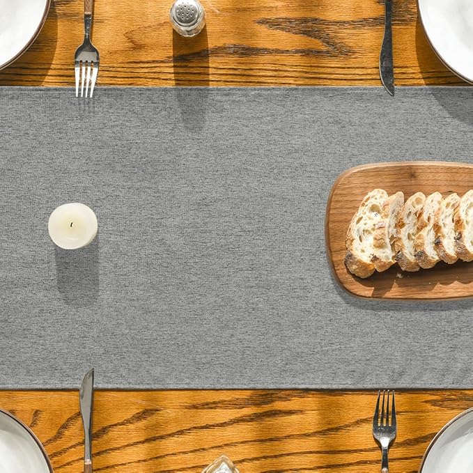 Artoid Mode Light Grey Table Runner, Seasonal Washable Kitchen Dining Table Decoration for Home Party Decor 13x72 Inch
