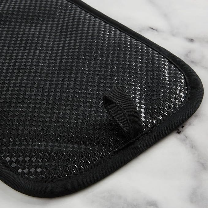 KITCHENAID Gingham Pot Holder 2-Pack Set, Matte Black, 7"x10"
