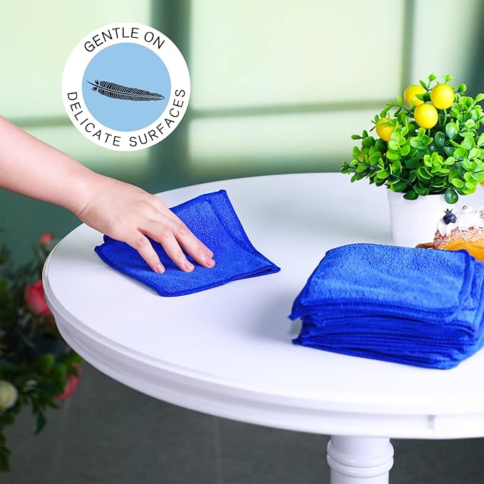 Tanlade Cleaning Cloth Dry Erase Cloth Cleaning Rags Reasonable Kitchen Towels Microfiber Towels Cars Wash(6 x 6 Inch,Blue,30 Pcs)