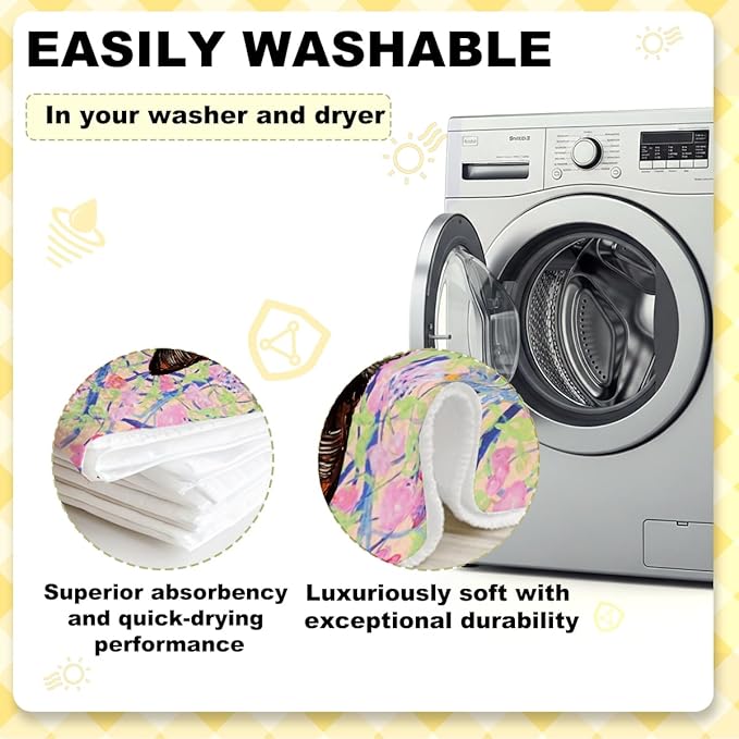 3Pcs Cute Cat Kitchen Towels 24x14 Inch, Floral Microfiber Dish Towels for Kitchen Bathroom Farmhouse Decor, Waffle Weave Absorbent Dish Cloth Tea Towel, Cat Lover Gifts for Women Mom Family Grandma