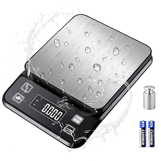 IPX7 Waterproof Kitchen Scale | 0.01oz/0.1g Precision Food Scale, 11lb/5kg | Stainless Steel, Battery-Powered & Washable (Batteries Included) | for Cooking, Baking