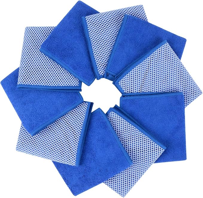 SINLAND Microfiber Dish Cloth for Washing Dishes Dish Rags Best Kitchen Cloths Cleaning Cloths Poly Scour Side 12Inchx12Inch 20Pack, Dark Blue