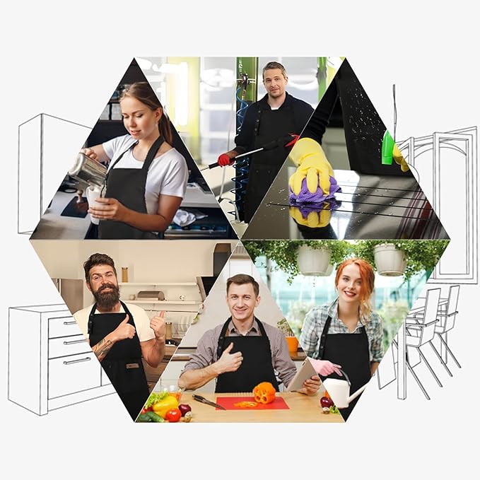 Yuubin Extra Large Aprons for Men Adjustable Button Apron with Pockets Chef Cooking Kitchen Aprons Women,Water&Oil Resistant