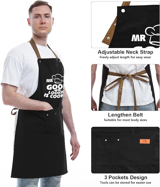 REHAVE Gifts for Dad from Daughter Son, Father's Day Gifts - Birthday, Thanksgiving Gift for Dad, Manly Gift for Friends - Funny Birthday Presents for Him, Brother, Funny Cooking Apron with Pockets
