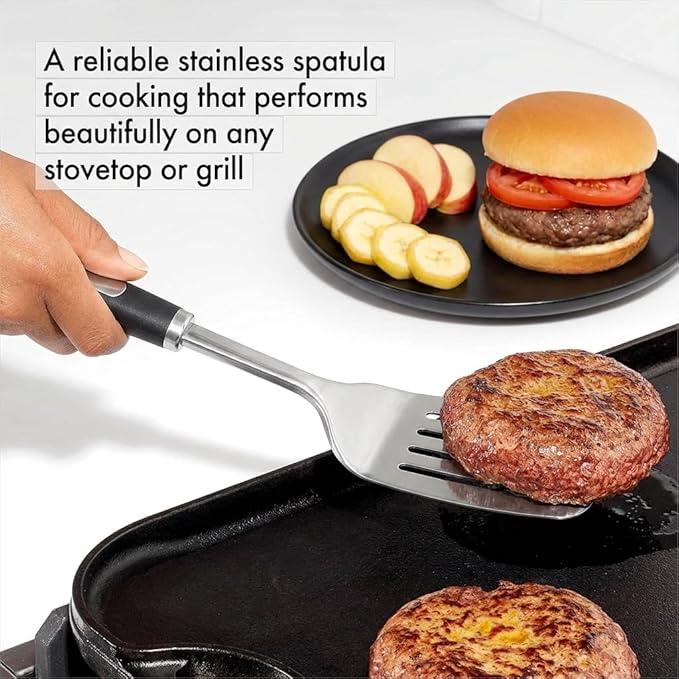 Stainless Steel Spatula Set, 2 Piece Heavy Duty Metal Turner Set, Thickened Solid & Slotted Spatula for Cooking, Heat Resistant Kitchen Utensils for Frying Fish, Eggs, Steak or Pancakes
