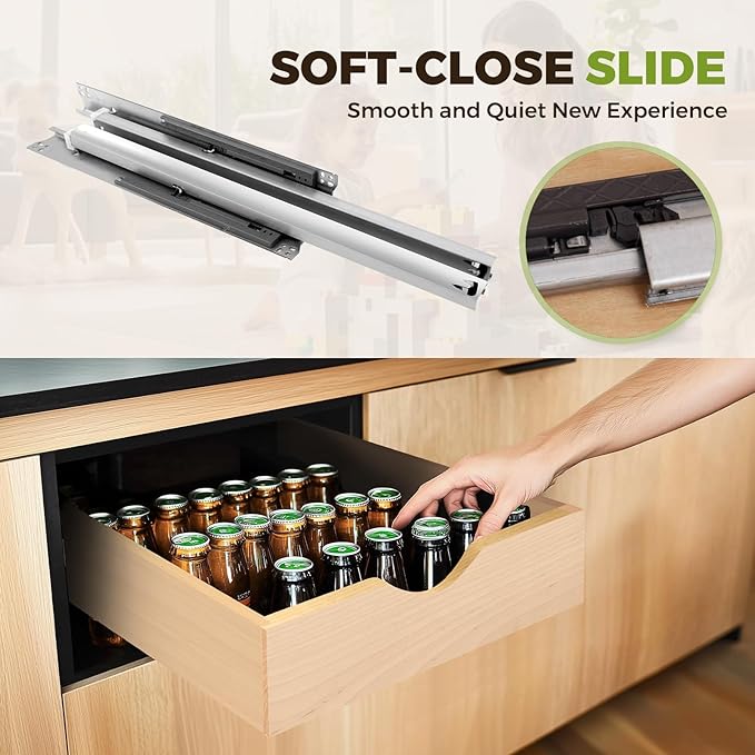 Pull Out Drawers for Cabinet 21.5" W x 23" D x 4.5" H Wood Slide Out Organizer and Storage Kitchen Cabinet Drawers Slide Out Shelves Pull Out Shelves in Kitchen Pantry Bathroom with Soft Close