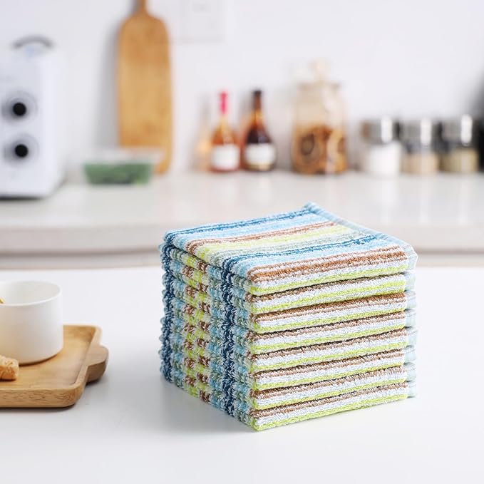 Oeleky Kitchen Dishcloths for Washing Dishes, Ultra Absorbent Dish Rags, Cotton Cleaning Cloths Pack of 16, 12x12 Inches (Mix-1, 12x12 inch)