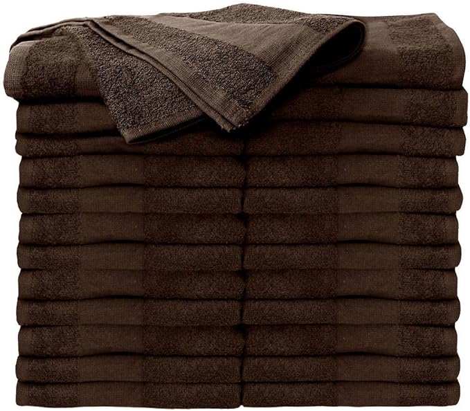 ForPro Professional Collection Premium Bleach Tough Salon Towels, Chocolate, 100% Cotton, Bleach-Proof, Stain Resistant, 16” W x 27” L, 24-Count,110542