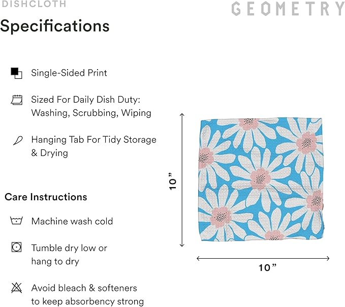 GEOMETRY Kitchen Dish Cloths - Spring & Summer Collection - Premium Dishcloths with Geoweave - Absorbent & Fast Drying Kitchen Towels - Sweet Spring, 10" x 10" - 3-Pack