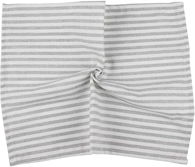 Plain Striped Cotton Linen Blended Dinner Cloth Napkins - Set of 12 (40 x 30 cm) - for Events & Home Use (Grey)