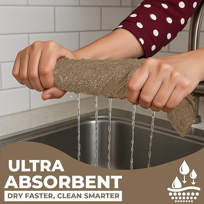 DAN RIVER Premium Kitchen Towels - [Pack of 12] 100% Cotton (16x 26 Inches) -Super Soft,Highly Absorbent, Quick Dry, Dish Towels for Kitchen Towels -Tan