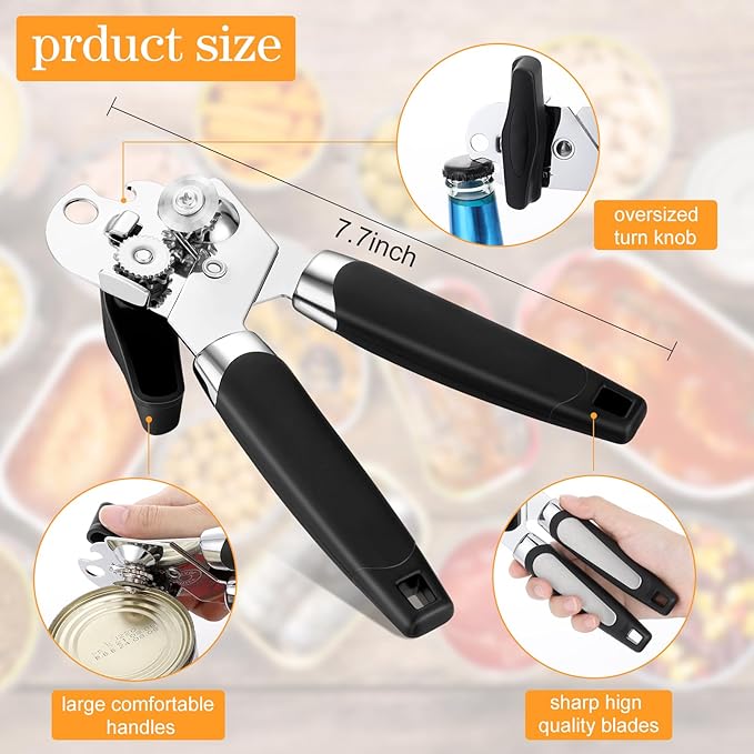 Gisafai 6 Pcs Manual Can Opener with Sharp Blade Smooth Edge Multifunctional Kitchen Gadget Handheld Openers Oversized Handheld Knob Can and Bottle Animals