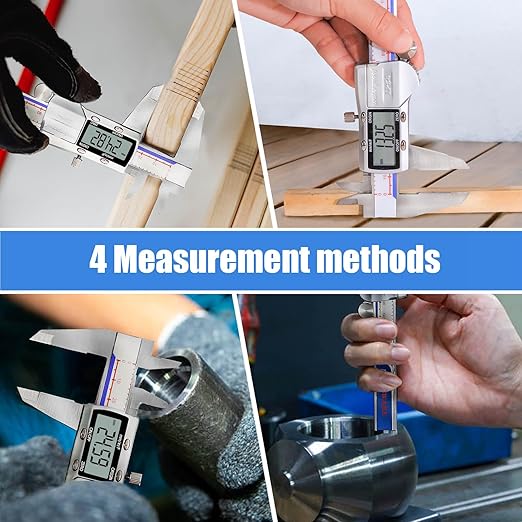 Digital Caliper Measuring Tool, IP54 Waterproof Electronic Digital Micrometer Caliper, Stainlee Steel Vernier Caliper with Large LCD Screen, Inch Metric Conversion, 6 Inch for Household/DIY