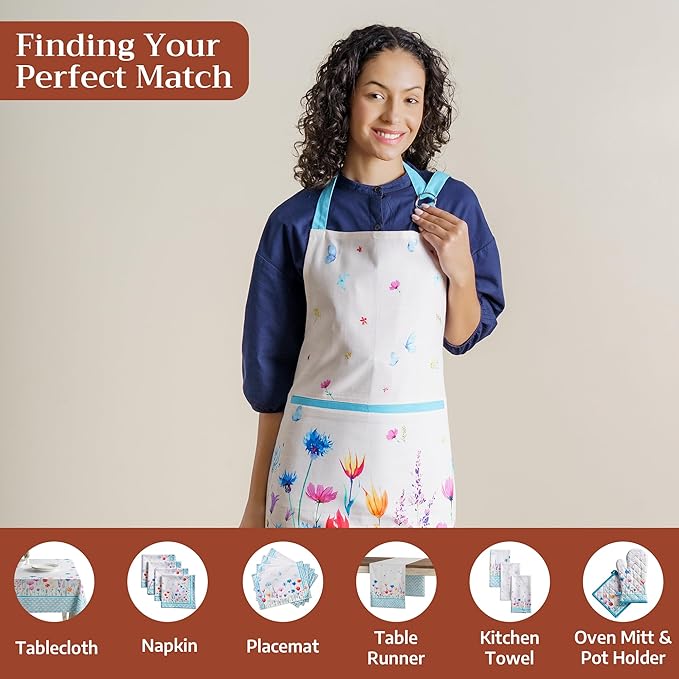 Maison d' Hermine 100% Cotton Apron for women with Pocket Kitchen Chef Apron for Men Cooking Mothers Day Gifts