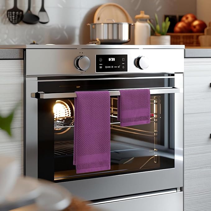 Homaxy Kitchen Towels and Dishcloths Set, 12 x 12 and 13 x 28 Inches, Set of 10 100% Cotton Waffle Weave Kitchen Towels, Super Soft and Absorbent Dish Cloths, Purple
