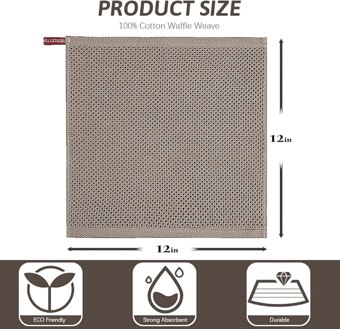 Nialnant 12 Pack Dish Cloths,100% Cotton Dish Towels for Washing Dishes,Soft and Absorbent Kitchen Cleaning Rags - 12x12 Inch