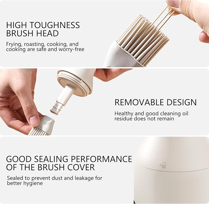 2 in 1 Oil Dispenser Bottle with Silicone Brush - 150ml/5.07oz Borosilicate Glass Basting Brush for BBQ, Grilling, Easy Kitchen & Outdoor Cooking
