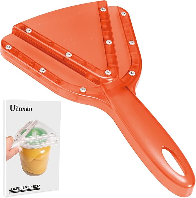 Uinxan Jar Opener for Weak Hand & Seniors with Arthritis,Easy Twist Off Bottle Caps,Patent | Unique Kitchen Gadgets,Handheld Lid Top Open for Elderly/Women/Men (Orange)