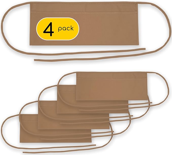 LABELPLASH 2 Pocket Canvas Work Waist Nail Apron Belt Washable Tool Utility Gardening Woodworkers Roofers Artists & Crafts