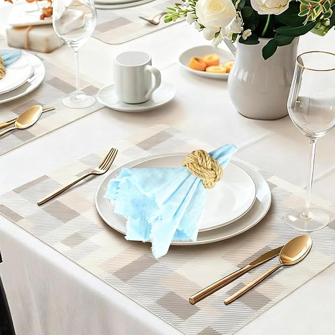 Cotton Blend Fringe Cloth Napkins - Crinkle Gauze Dinner Napkins, Reusable & Washable Table Napkins, 17" x 17" (43 x 43 cm), Multiple Colors, 12/24/48/100 Pack (12, Light Blue)