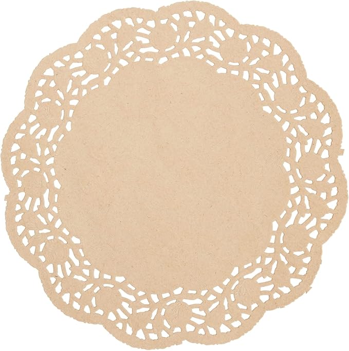 Juvale Paper Placemats - 9-Inch Brown, 250 Pack - Disposable Round Placemats & Doilies for Tables - Tea Party Decorations