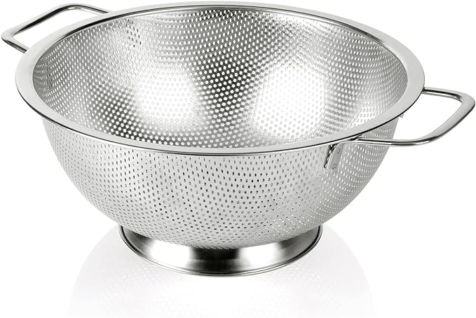 Gulex Colander Stainless Steel 3-Quart, Strainer for Kitchen Food, Dishwasher Safe