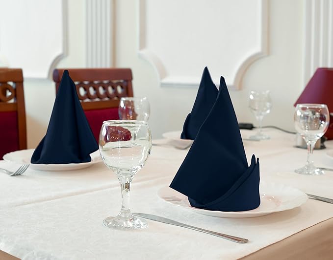 Utopia Kitchen Navy Blue Cloth Napkins [12 Pack, 18x18 Inch] Absorbent Cotton Blend Washable and Reusable for Dinner, Restaurant, Lunch, Wedding and Hotel